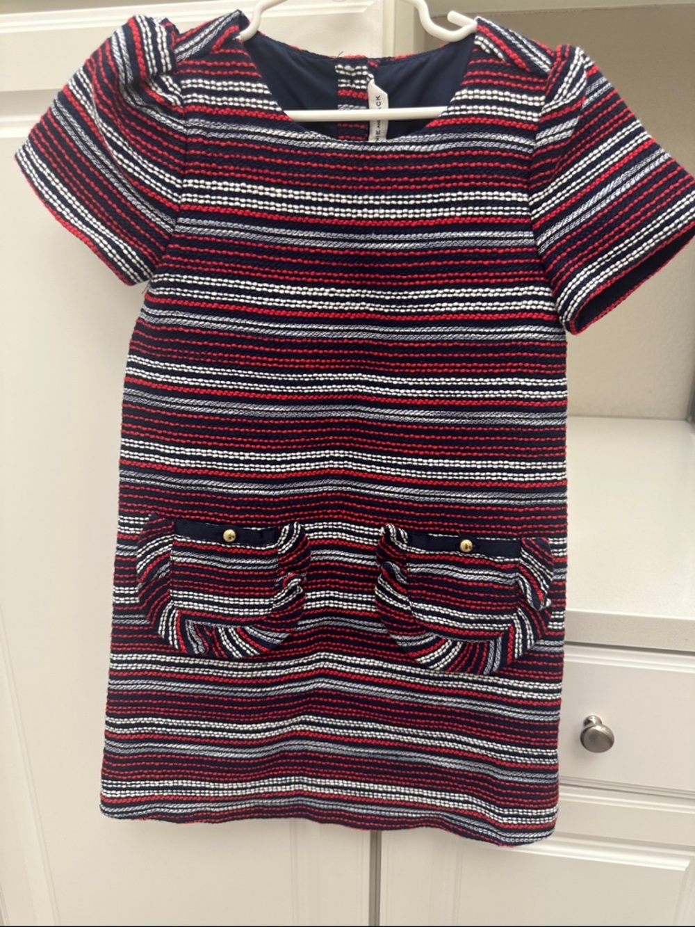 Janie and Jack NWT Striped Navy, Red & White Knit Short-Sleeve Dress size 6